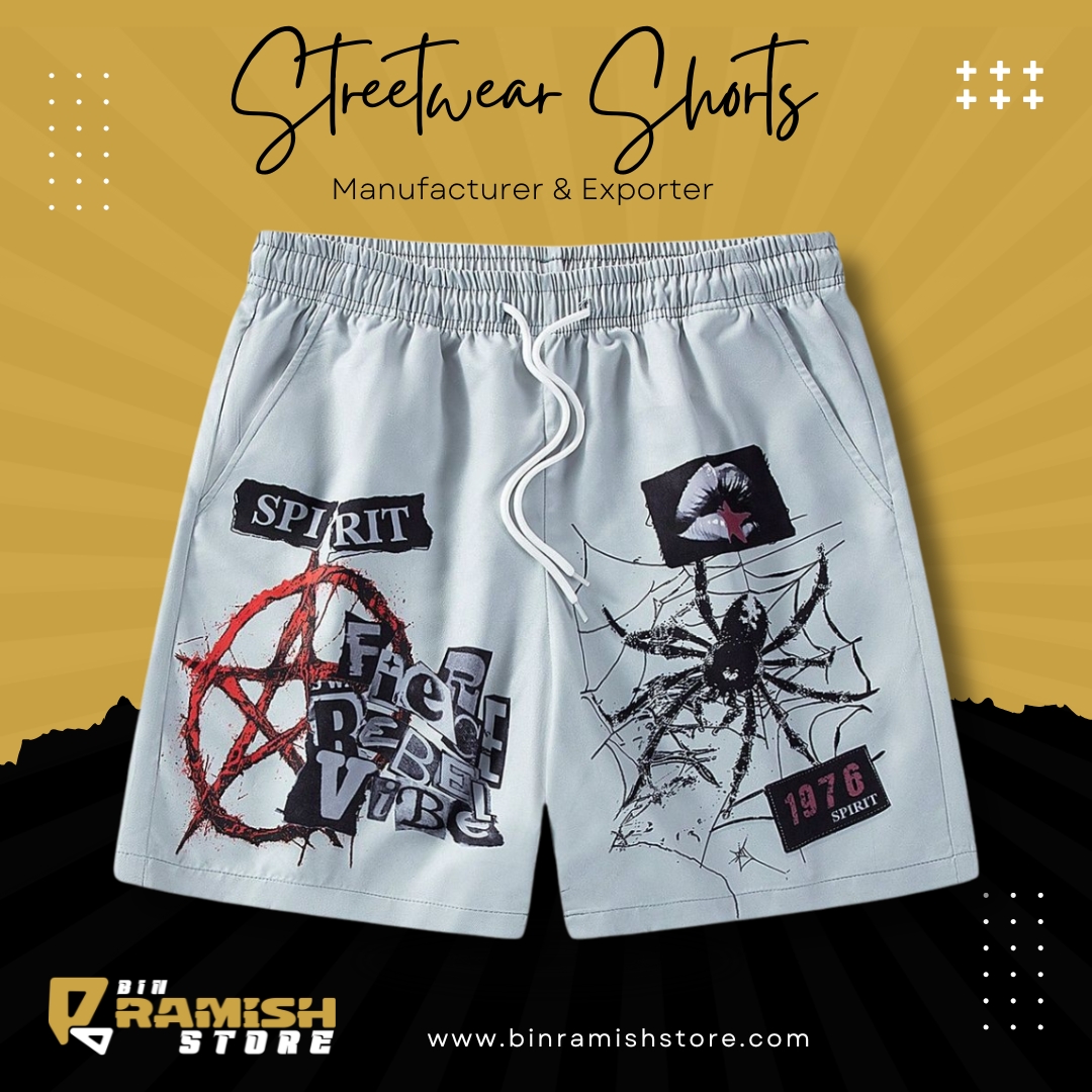 Street Wear Shorts Bin Ramish Store Manufacturing (6) Streetwear Graphic Shorts ? Rebel Vibe Edition - Image 1