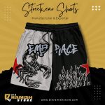 Dual-Tone Streetwear Shorts ? Scorpion & Flame Graphic