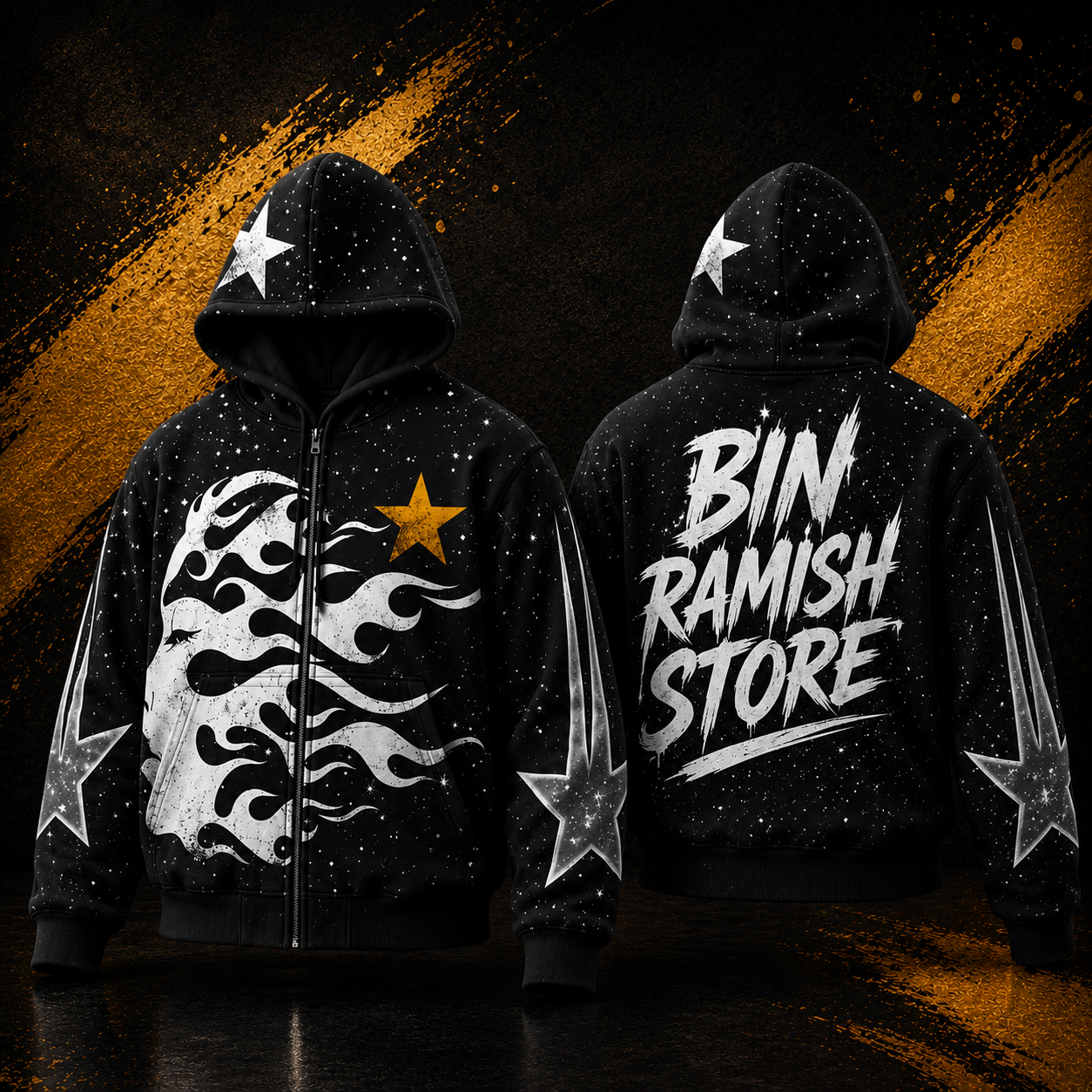 ChatGPT Image Jul 29, 2026, 01_06_00 PM Custom Black Graphic Zip Hoodie Manufacturer | Wholesale Streetwear Hoodies Exporter | Bin Ramish Store - Image 1