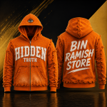 Custom Orange Zip-Up Hoodie Manufacturer | Premium Streetwear Hoodies Wholesale Supplier & Worldwide Exporter | Bin Ramish Store
