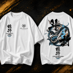 Custom White Oversized Japanese Graphic T-Shirt Manufacturer | Wholesale Streetwear Exporter | Bin Ramish Store