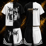 Custom Split Color Graphic T-Shirt & Shorts Set Manufacturer | OEM Streetwear Supplier, Wholesaler & Worldwide Exporter