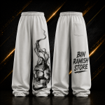 Custom White Graphic Oversized Sweatpants Manufacturer | Premium Baggy Streetwear Joggers Wholesale Supplier & Worldwide Exporter