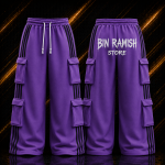 Custom Purple Cargo Sweatpants Manufacturer | Oversized Streetwear Utility Joggers | OEM & ODM Wholesale Exporter Worldwide