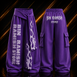 Custom Purple Cargo Streetwear Sweatpants Manufacturer | Oversized Graphic Baggy Joggers | OEM & ODM Wholesale Exporter Worldwide